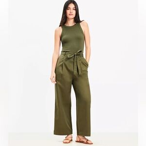 LOFT 00P black Wide-Leg Tie-Waist Pants